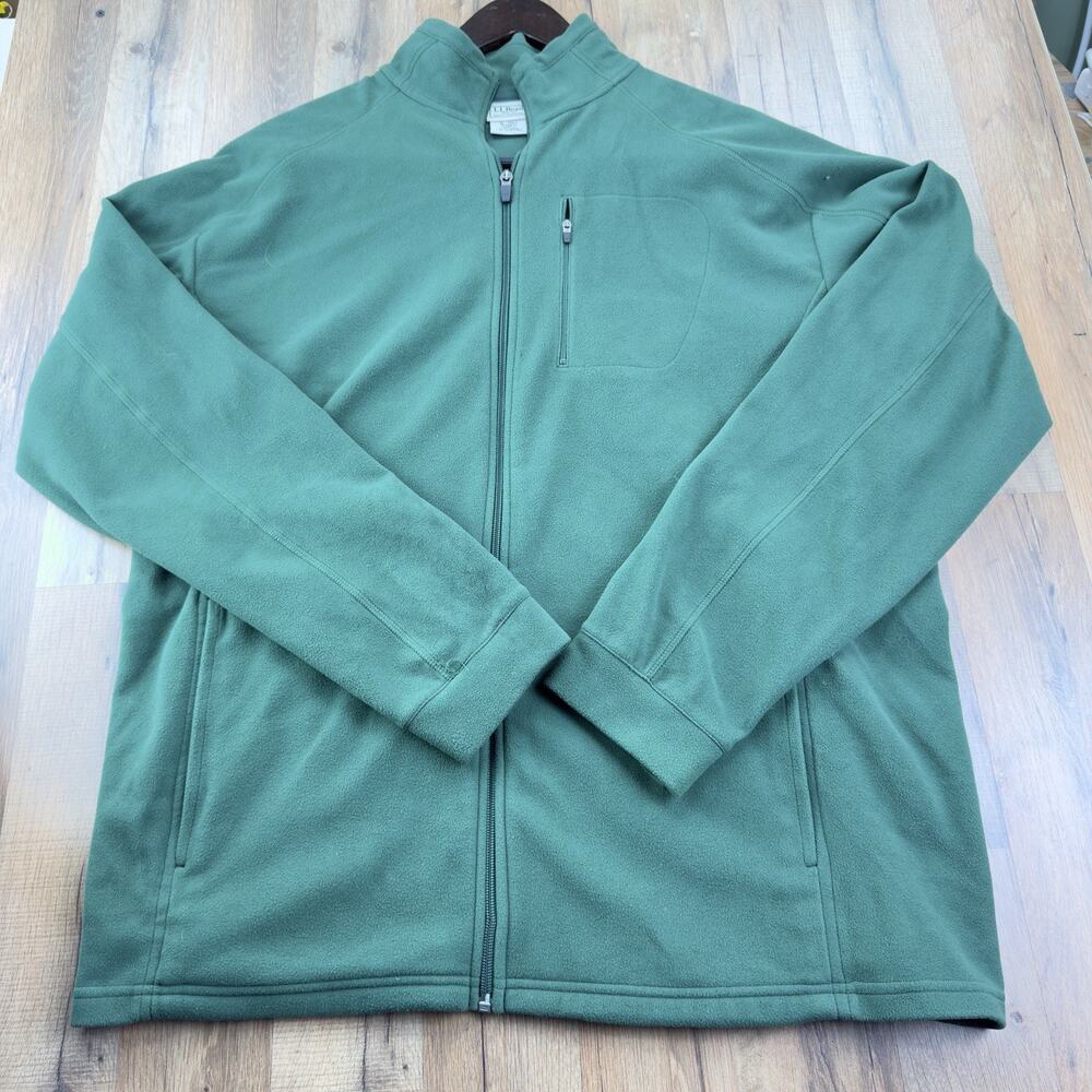 L.L. Bean Men's XL regular Fit 0 DNF2 green fleece Full Zip shell Cold Weather